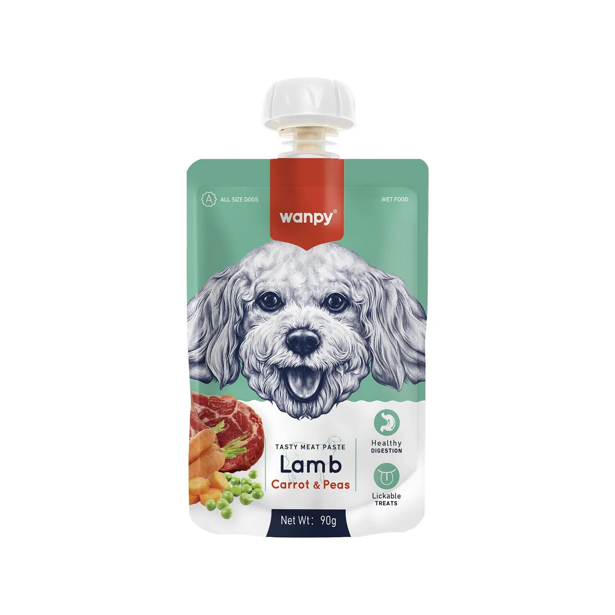 Wanpy Premium Lickable Creamy Meat Paste with Lamb Carrot and Pea Dog Treat 90gm