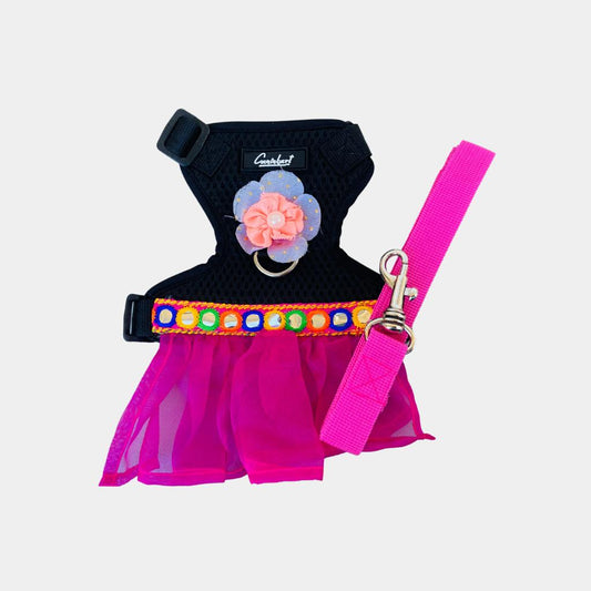 Caninkart Princess Harness For Cat & Pup Black and Pink