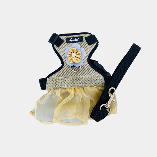 Caninkart Princess Harness For Cat & Pup Shiny Golden XS