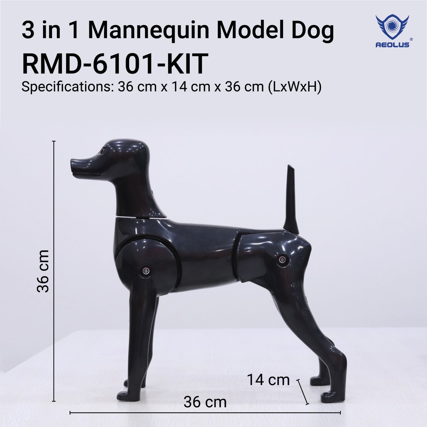 Opawz 3-in-1 Mannequin Model Dog Black
