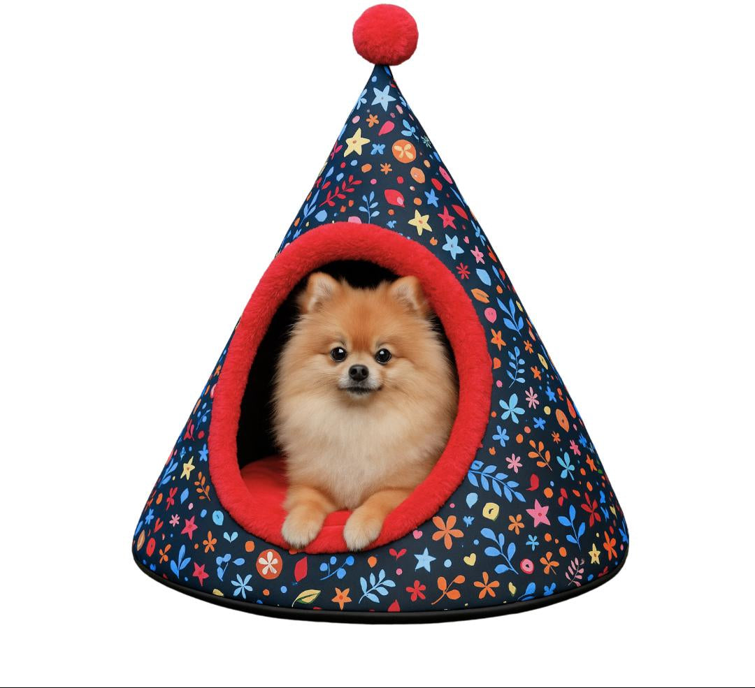 Caninkart Cone Hut For Dogs & Cats Pattern May Vary 48x48x52cm