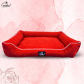 Caninkart Premium Pattern Lounger Bed For Dogs - Red