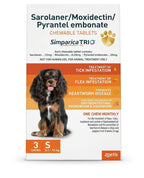 Zoetis Simparica Trio Dog Tick and Flea Control 3 Chewable Tablet For Small Dogs 5.1-10kg