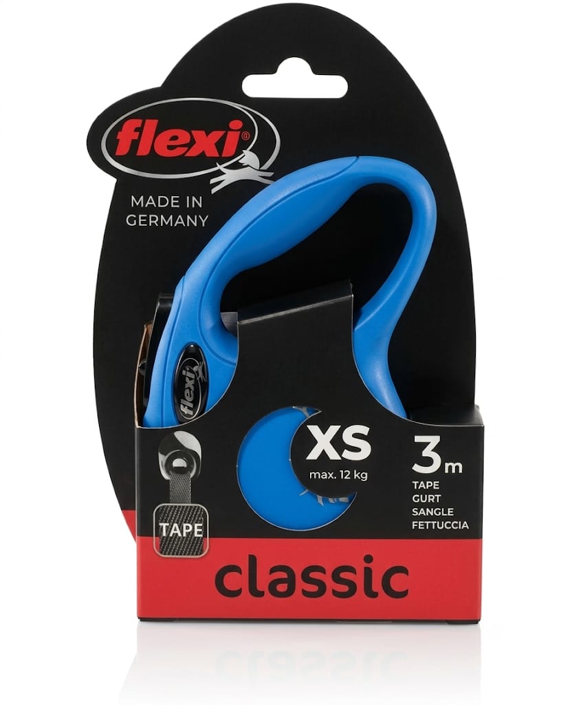 Flexi New Classic Retractable Dog Leash Blue 3mm | Size : XS | Holds Max 12kg Dog Weight