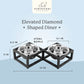 Pawpourri Elevated Diamond Shaped Diner I  Size 5.1" (D), 12" (L) x 6.5" (W) x 3" (H) I 470ML each bowl