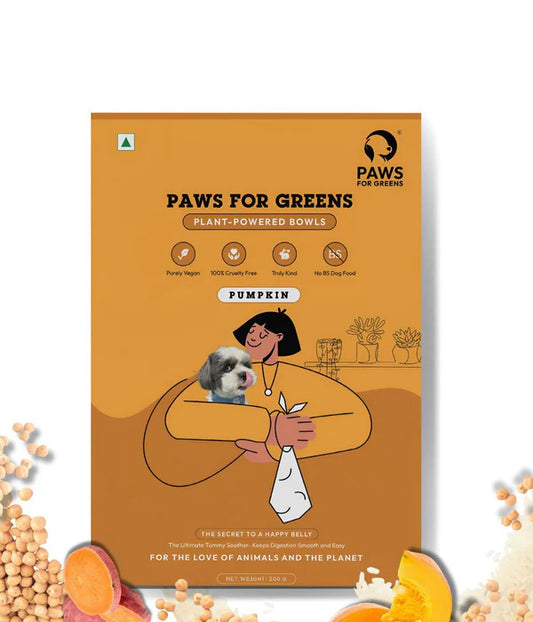 Paws For Greens Veg Ready to Eat Wet Dog Food Plant and Based Vegan Pet Food Preservative-Free Pumpkin 200gm