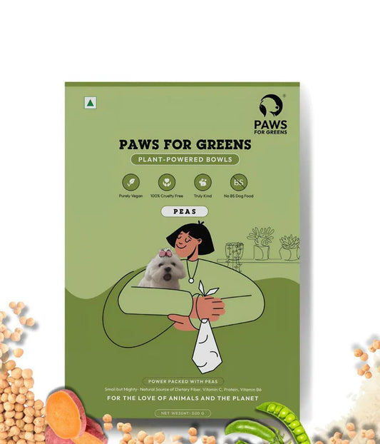 Paws For Greens Veg Ready to Eat Wet Dog Food Plant and Based Vegan Pet Food Preservative-Free Peas 200gm