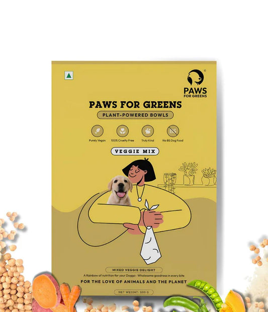 Paws For Greens Veg Ready to Eat Wet Dog Food Plant and Based Vegan Pet Food Preservative-Free Mix Veg 200gm
