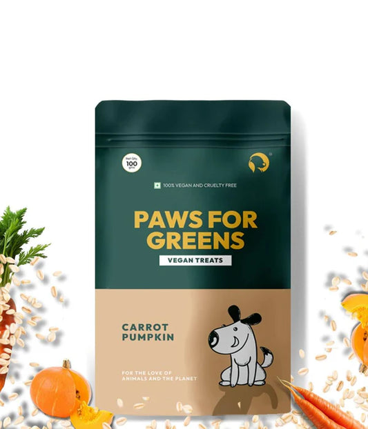 Paws For Greens Dog Treat Plant-Based Delicious Veg Biscuits for Pet with Carrot and Pumpkin 100gm