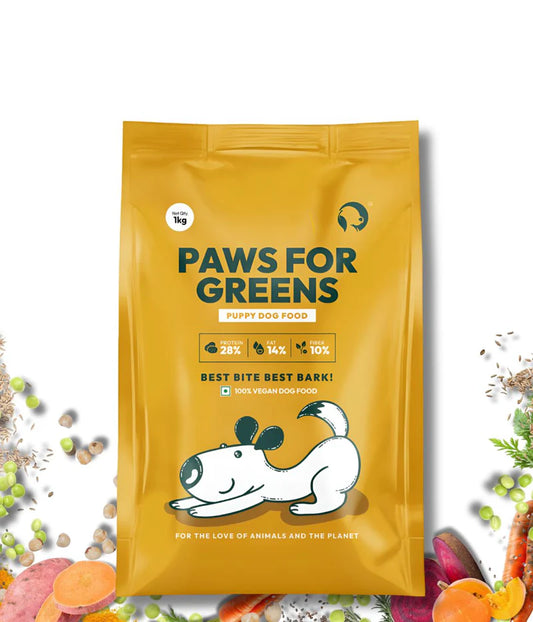 Paws For Greens Veg Dog Food Plant-Based Meat-Free for All Breeds Dry Kibble high Protein Complete Nutrition special for puppy 1kg