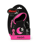 Flexi New Neon Automatic Dog Leash Pink 5m | Size Small | Holds Max 15kg Dog Weight