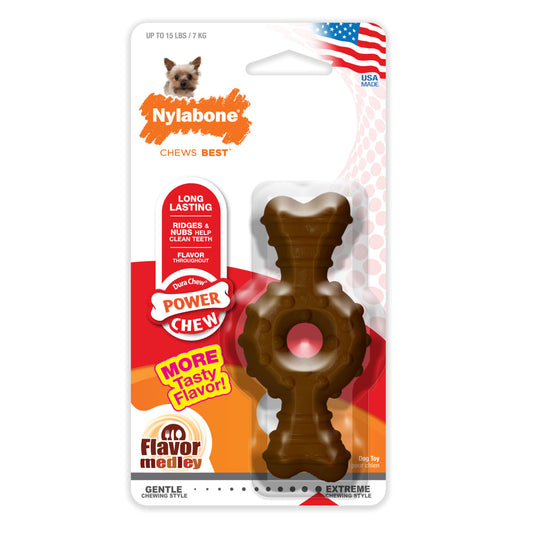 Nylabone Power Chew Textured Ring Bone Flavor Medley Chew Toy Up to 7kg Dogs 9.67cm x 2.69cm x 1.60cm