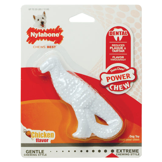 Nylabone Power Chew Dental Dinosaur Chicken Flvaor Chew Toy Up To 23kg Dogs 14.6cm x 3.82cm x 3.81cm