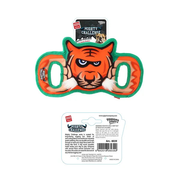 Gigwi Mighty Challenge Tiger Toy for Dogs M/L 34.20 x 6.35 x 7.80cm