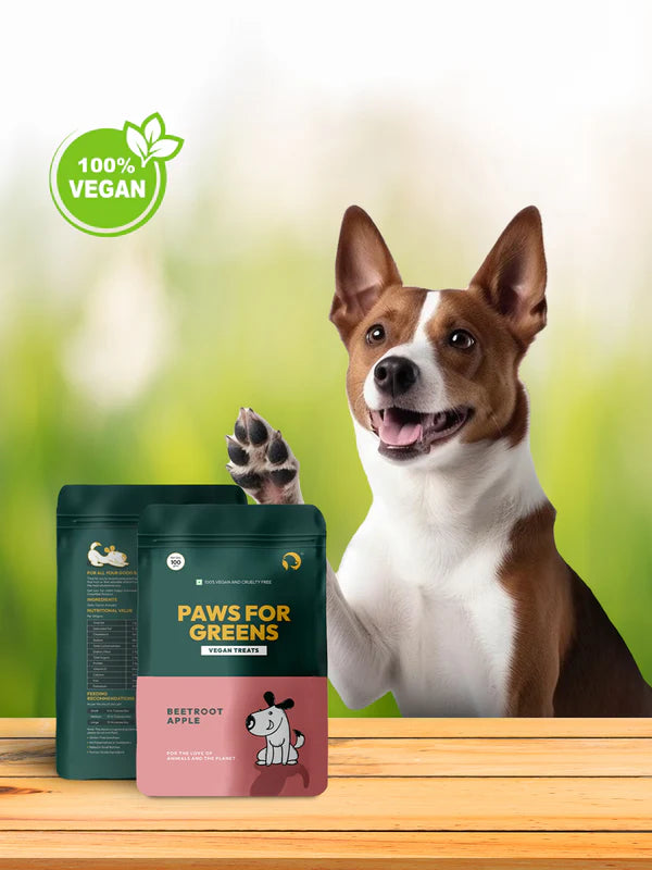 Paws For Greens Dog Treats Plant-Based Healthy Vegan Biscuits for Dogs with Beetroot and Apple 100gm