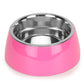 Basil Solid Pink Pet Feeding Bowl Set Melamine and Stainless Steel Small 400ml