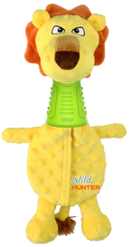 Gigwi Wilder Hunter Lion Dog Toy – Interactive Plush with Treat Hiding, Squeaker, and Dental Rubber Neck for Medium Dogs