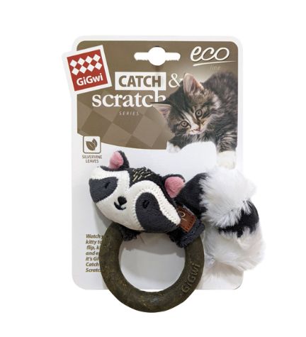 Gigwi Eco Line Catch & Scratch Cat Toy Raccoon 9x11x3cm