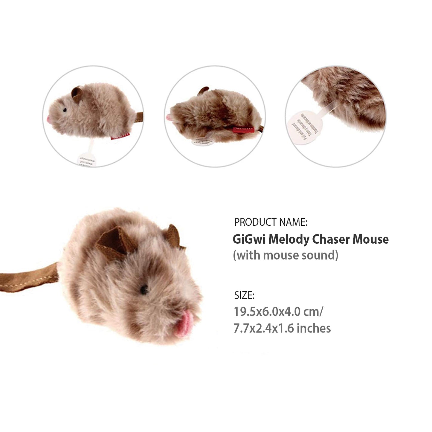 Gigwi Melody Chaser Mouse Toy For Cat 19.50 x 6 x 4cm