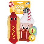 GiGwi Foody Friendz Reversible Hot Dog & Ice Cream Float Coffee Squeak and Crinkle Dog Toy 8 x 8 x 2.50cm