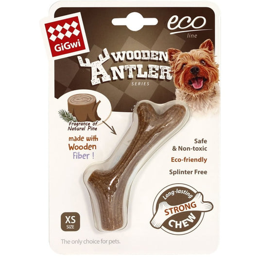 Gigwi Dog Chew Wooden Antler With Natural Wood and Synthetic Material XS