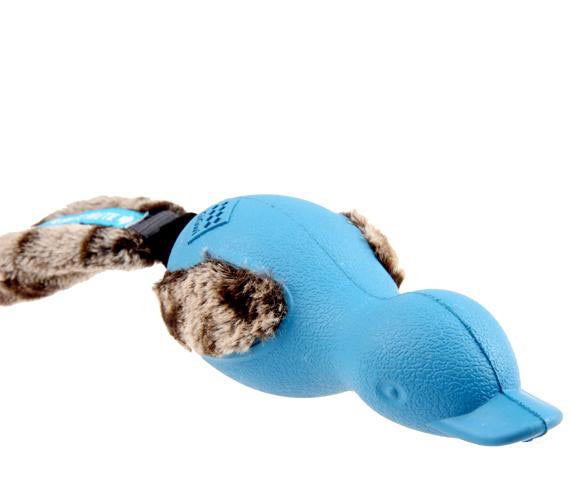 Gigwi Duck Push To Mute with Plush Tail Dog Toy Blue
