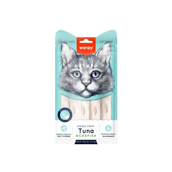 Wanpy Creamy Treat Tuna & Cod Fish For Cats 70g