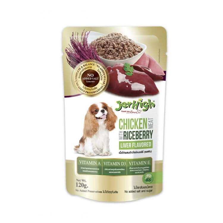 Jer High Chicken Meat with Riceberry Liver Flavored Wet Dog Food 120g