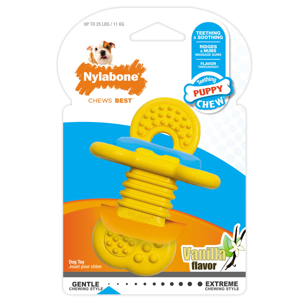 Nylabone Puppy Chew Natural Rubber Vanilla Flavor Textured Teether Chew Toy Small 11kg