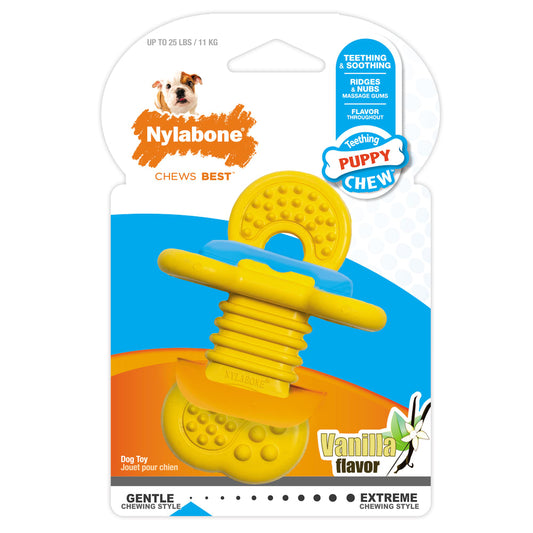 Nylabone Puppy Chew Natural Rubber Vanilla Flavor Textured Teether Chew Toy Small 11kg