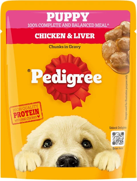 Pedigree Puppy Wet Dog Food Chicken & Liver Chunks in Gravy 70g