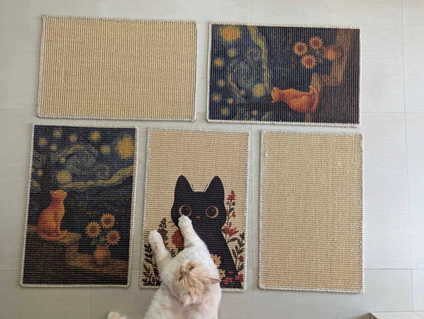 Catscart PawCanvas™ Classic Cat With a Pearl Necklace Cat Scratcher 40x60cm