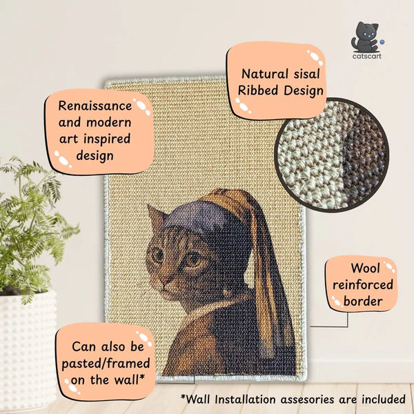 Catscart PawCanvas™ Classic Cat With a Pearl Necklace Cat Scratcher 40x60cm