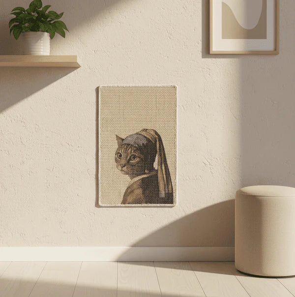 Catscart PawCanvas™ Classic Cat With a Pearl Necklace Cat Scratcher 40x60cm