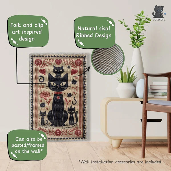 Catscart PawCanvas™ Classic Whimsical Kitty Cat Scratcher 40x60cm