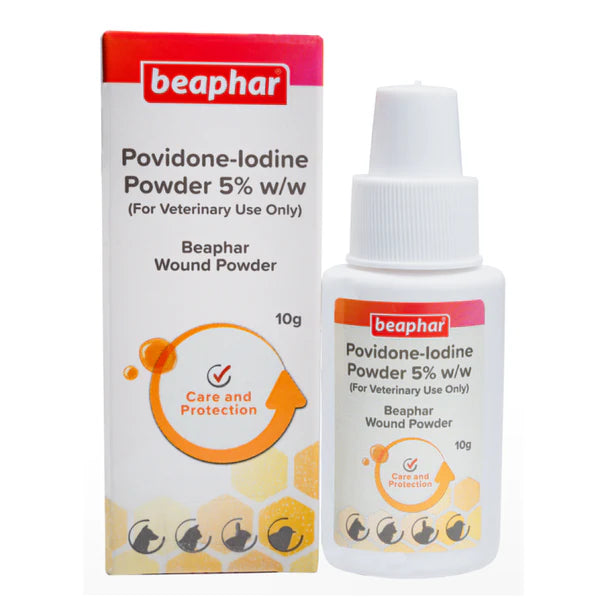 Beaphar Povidone Iodine Wound Healing Powder For Dogs Cats And Small Animals 10g
