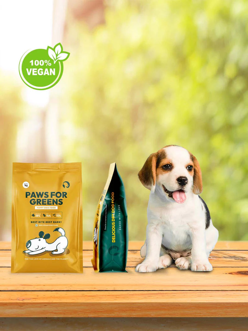 Paws For Greens Veg Dog Food Plant-Based Meat-Free for All Breeds Dry Kibble high Protein Complete Nutrition special for puppy 1kg