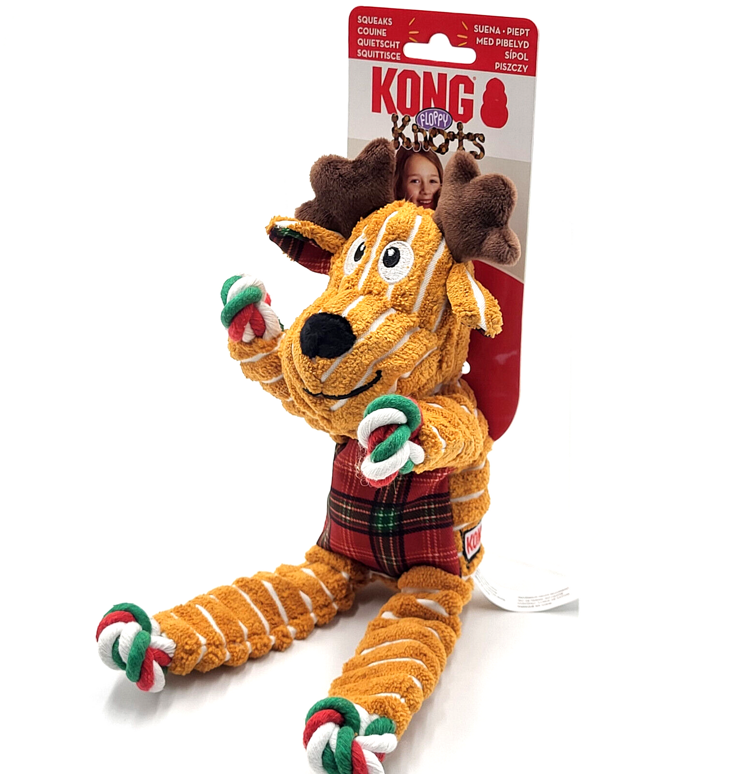 Kong Christmas Collection Holiday Floppy Knots Reindeer S/M 4.57x22.35x31x75cm