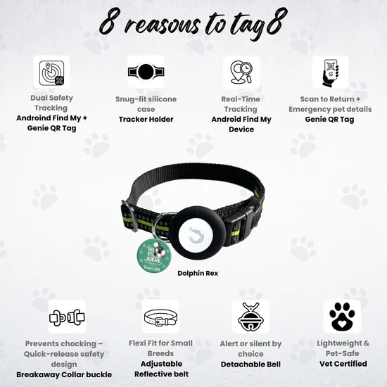 Kennel Genie Pet Tracker Kit Adjustable Collar For Dogs and Cats Work with Android