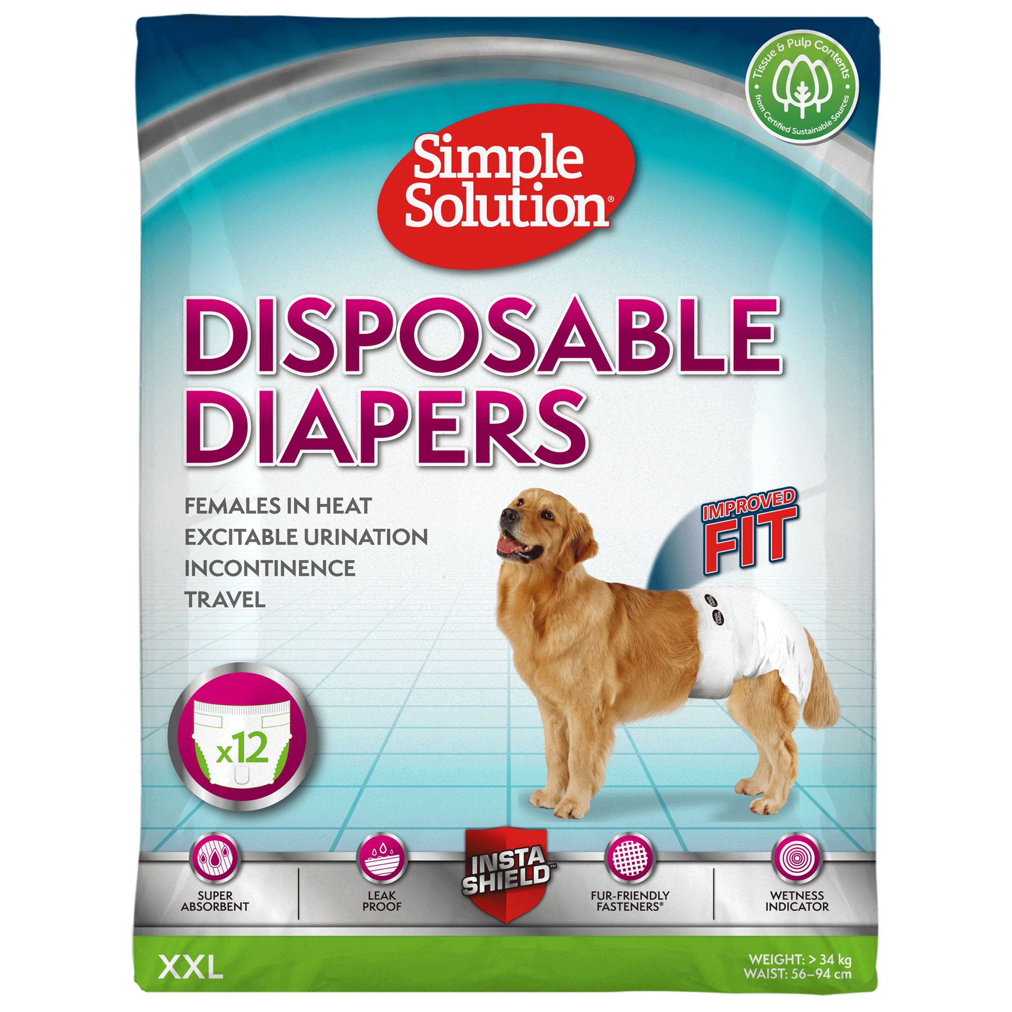 Simple Solution Disposable Diapers for Female Dogs