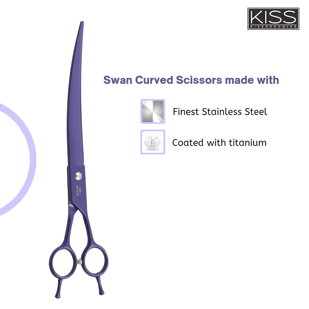 Kiss Grooming Swan Curved Scissors Size 8.5 For Pets