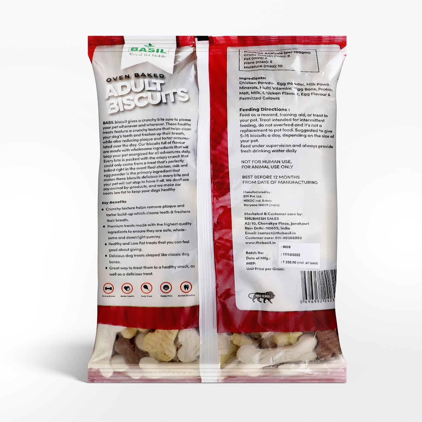 Basil Non Veg Adult Dog Bone Biscuits 900gm