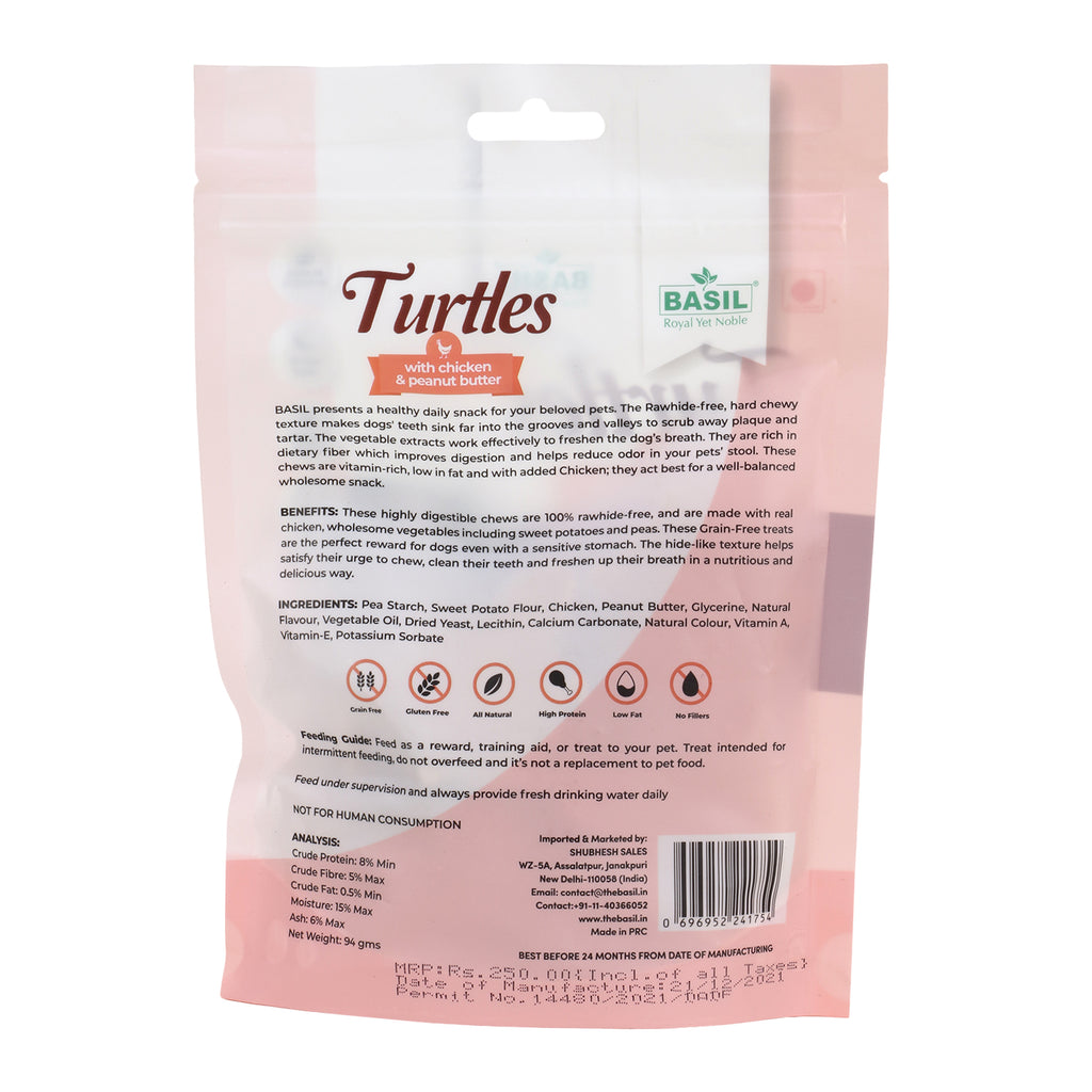 Basil Turtles Chicken & Peanut Butter Guilt Free Chew Treats 92gm
