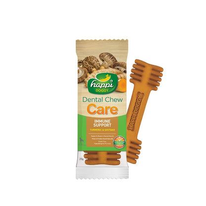 Happi Doggy Dental Chew Care (Immune Support) Turmeric & Shiitake Vegetarian & Sustainable Treat For Dogs Single Pack