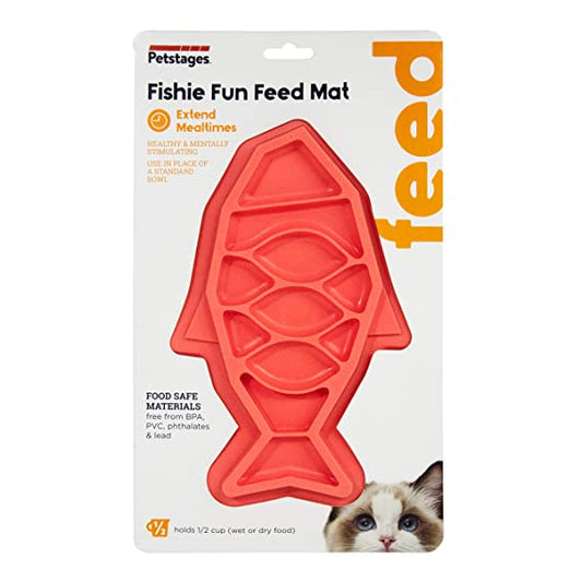 Petstages Fishie Fun Feed Mat Cat Slow Feeder - Pink