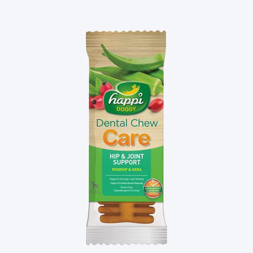Happi Doggy Dental Chew Care (Hip & Joint Support) Rosehip & Okra Vegetarian & Sustainable Treat For Dogs Single Pack