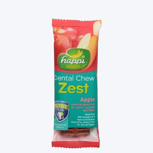 Happi Doggy Vegetarian Dental Chew - Zest - Apple Plant Base Vegetarian & Sustainable Treat For Dogs Single Pack