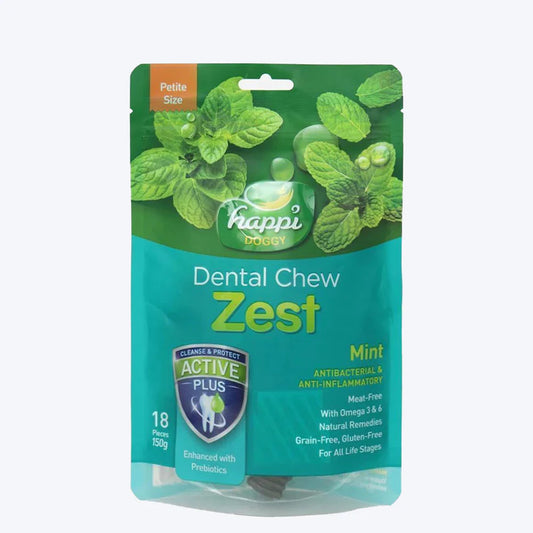Happi Doggy Vegetarian Dental Chew - Zest - Mint Cleanse & Protect Active Plus 150g