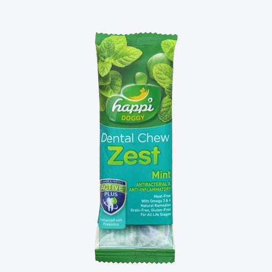 Happi Doggy Vegetarian Dental Chew - Zest Mint Vegetarian & Sustainable Treat For Dogs Single Pack