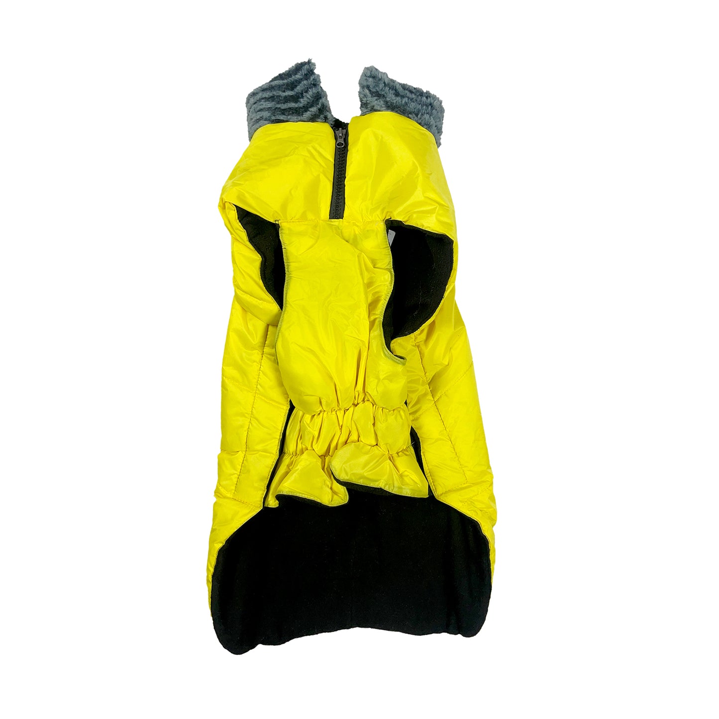 Tails Nation Solid Fur Jacket Yellow | Warm and Stylish with Harness Opening